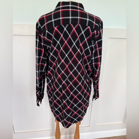 J.Jill Button Up tunic top women’s L Petite red black plaid long sleeve fall - Picture 5 of 11